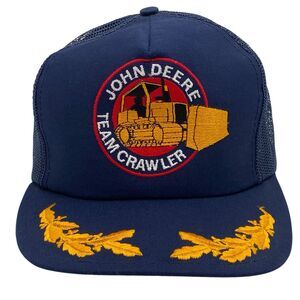 Vintage John Deere Crawler Mesh Snapback Hat Gold Leaf Louisville MFG Co (H26)